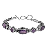 SB-1897-AM Sterling Silver Bracelet With Amethyst Q. Jewelry Bali Designs Inc
